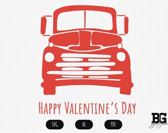 Happy Valentine's Day Love Truck SVG PDF and AI File
