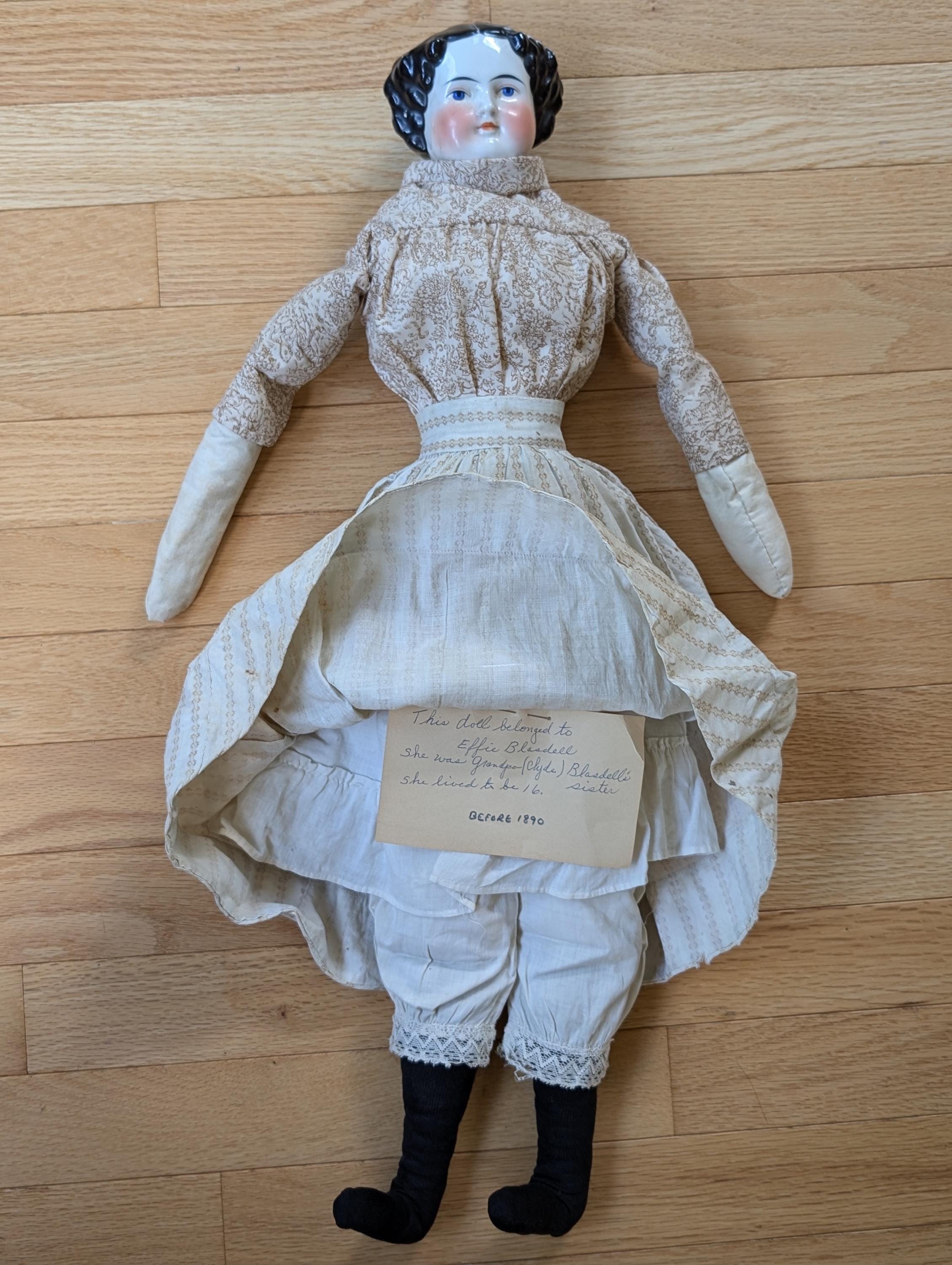 Antique German Porcelain China Head Doll, 24