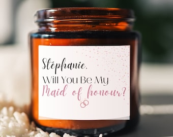 Bridesmaid Proposal Candle Label, Maid of Honour, Bridesmaid box, Candle Lover, Christmas Stocking Stuffer