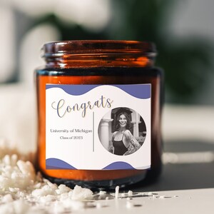 Etiquetas de velas de graduación, regalo de foto de graduación personalizado, hermano hermano hermana, cesta de regalo clase de 2024, colegio, universidad, graduado