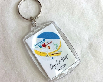 Personalized Date Keychain, Keyring, Anniversary Gift, Valentine's Day
