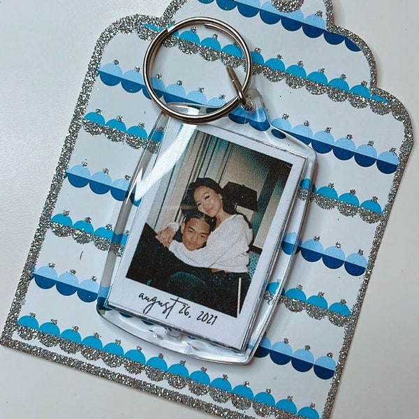 Personalized Photo Keychain, Key Ring, for Christmas Holiday, Stocking Stuffer, Anniversary, Girlfriend, Boyfriend, Best Friend, Matching