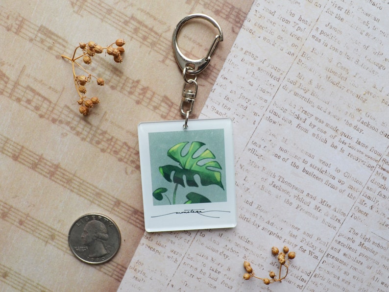 Plant Polaroid Photo Charm Keychain | Fiddle Leaf Fig, Monstera ...