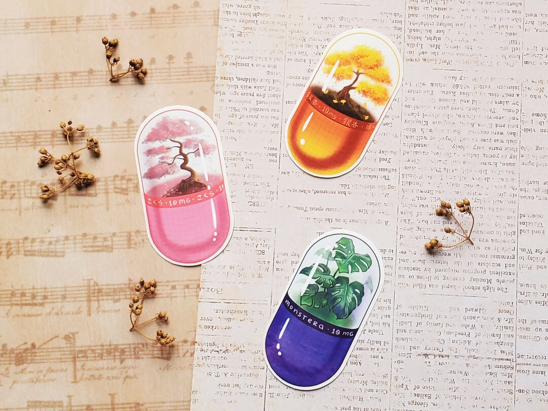 Bonsai Pill Sticker | Die Cut Sticker | Gift for Plant Parents | Mental ...