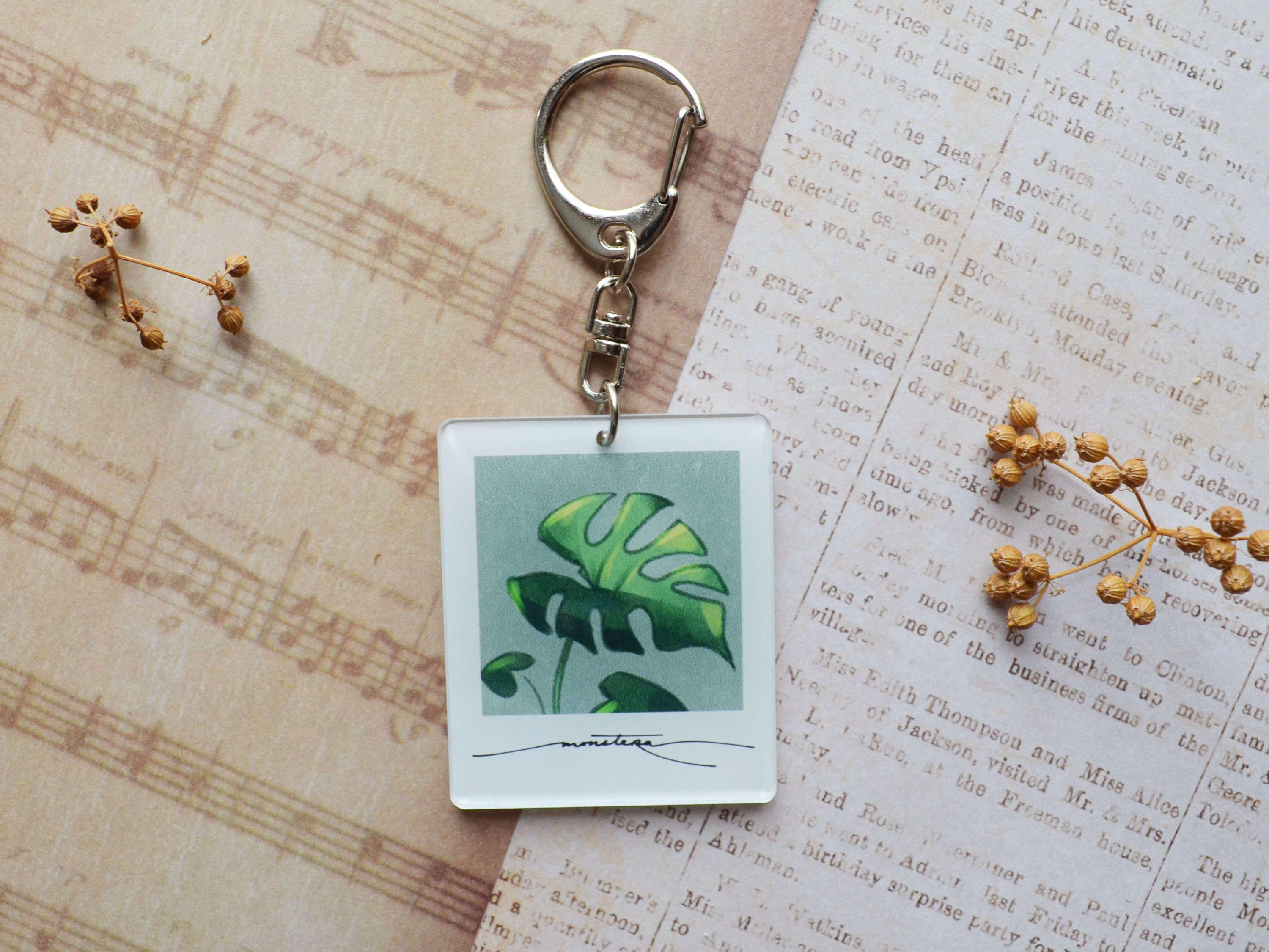 Plant Polaroid Photo Charm Keychain | Fiddle Leaf Fig, Monstera ...