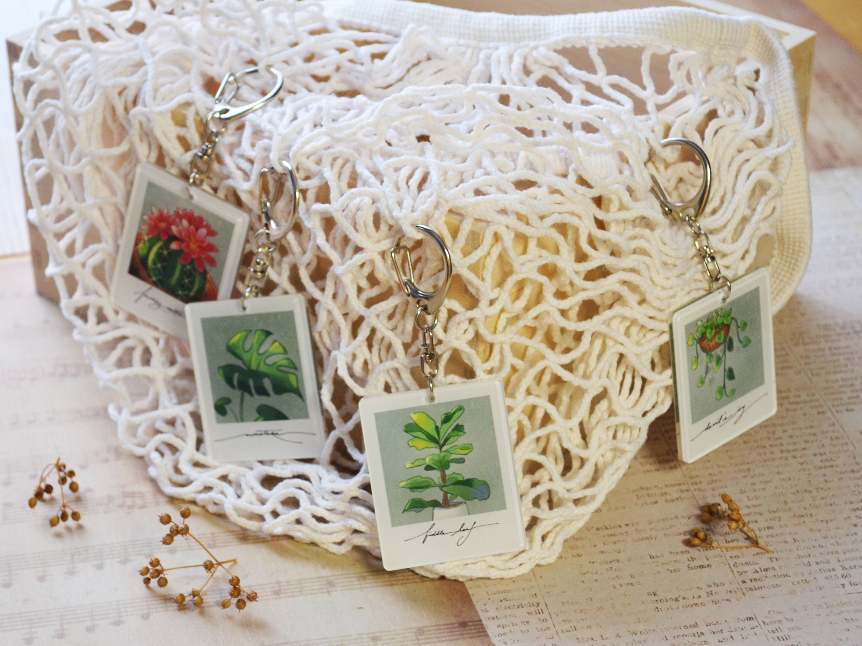 Plant Polaroid Photo Charm Keychain | Fiddle Leaf Fig, Monstera ...