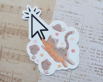 cat and mouse sticker | gift for cat parents | gift for techies | waterproof weatherproof sticker for laptop, luggage, car, waterbottle
