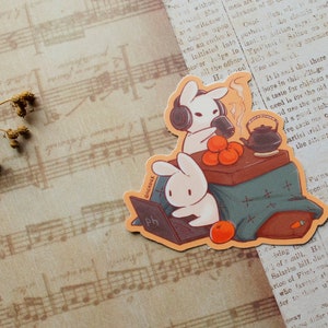 bunny kotatsu vinyl sticker | gift for bunny parents | sticker for waterbottle laptop luggage scrapbooking journaling | winter new year