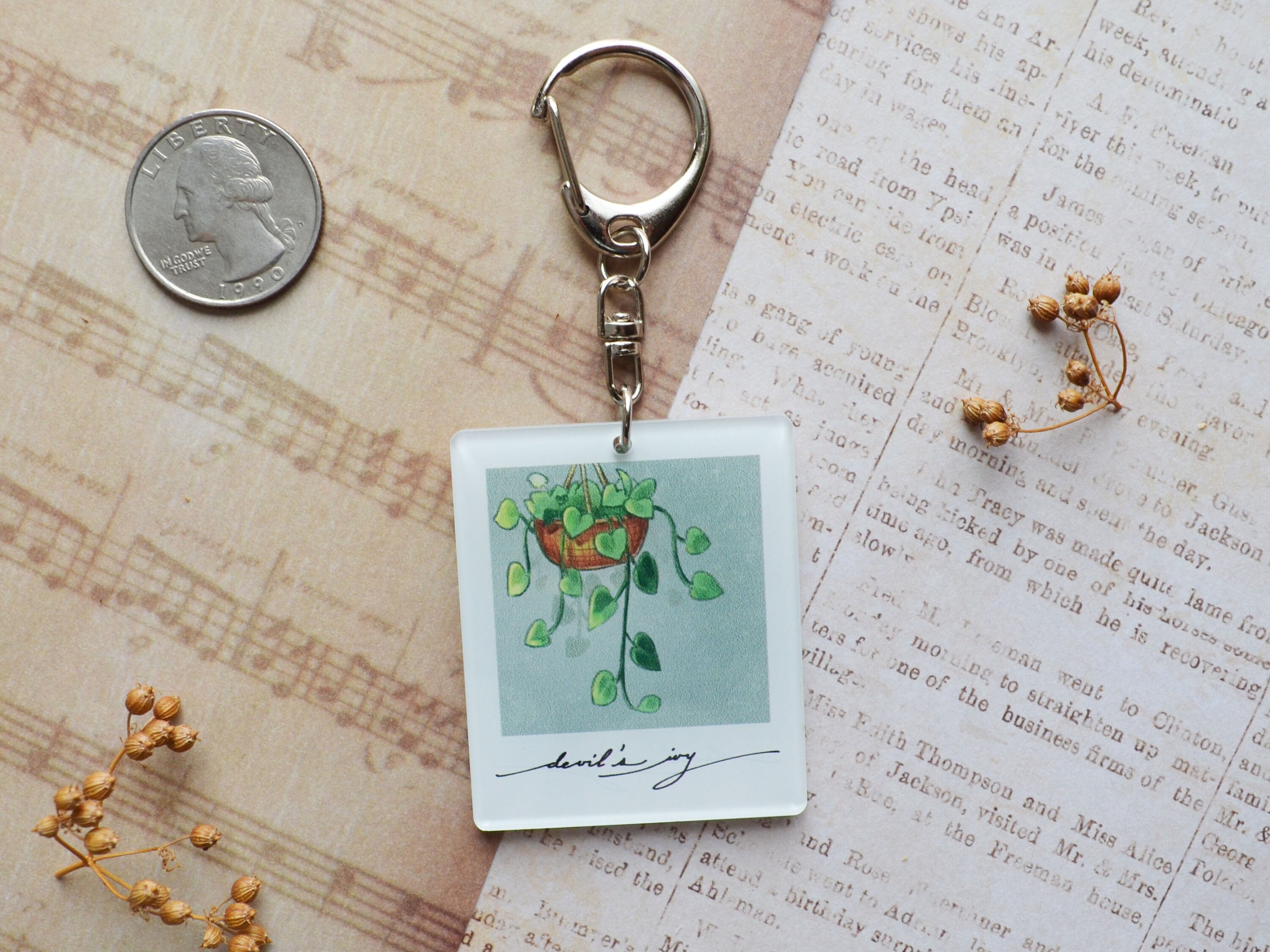 Plant Polaroid Photo Charm Keychain | Fiddle Leaf Fig, Monstera ...