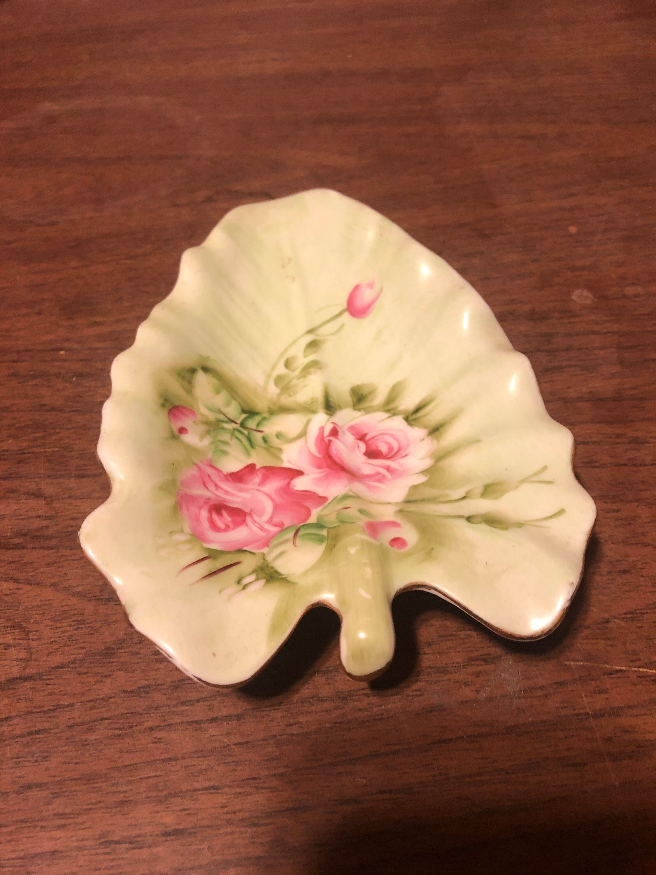 Vintage Lefton China Handpainted Leaf Trinket Dish #1860 - Etsy