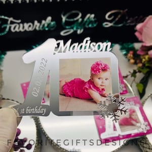 Bomboniere personalizzate per la prima festa, calamita fotografica per bambini, bomboniere per baby shower tagliate al laser, bomboniere per 1 anno di età, ricordo di compleanno, centrotavola di compleanno.