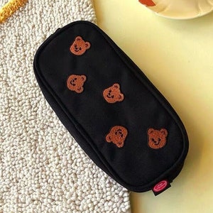 Kawaii Bow Large-capacity Pencil Case, Is Japanese Stationery Box With Jk  Preppy Style Multi-layer Plaid Storage Bag (black+5 Pens)