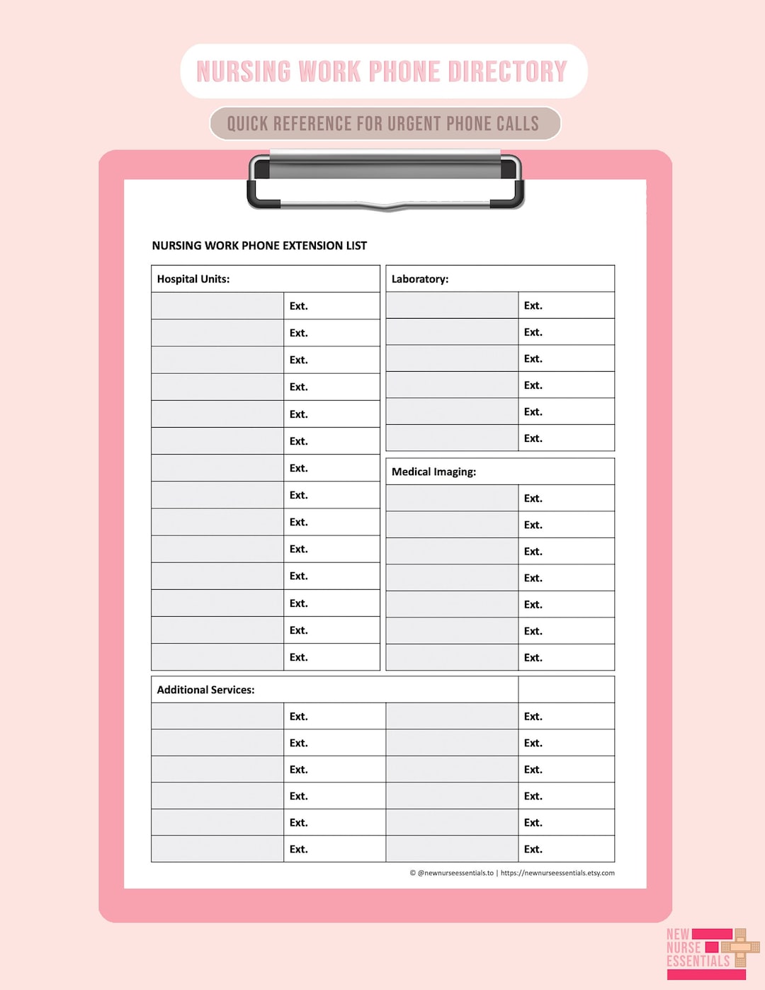 Nursing Work Phone Extension List - Etsy