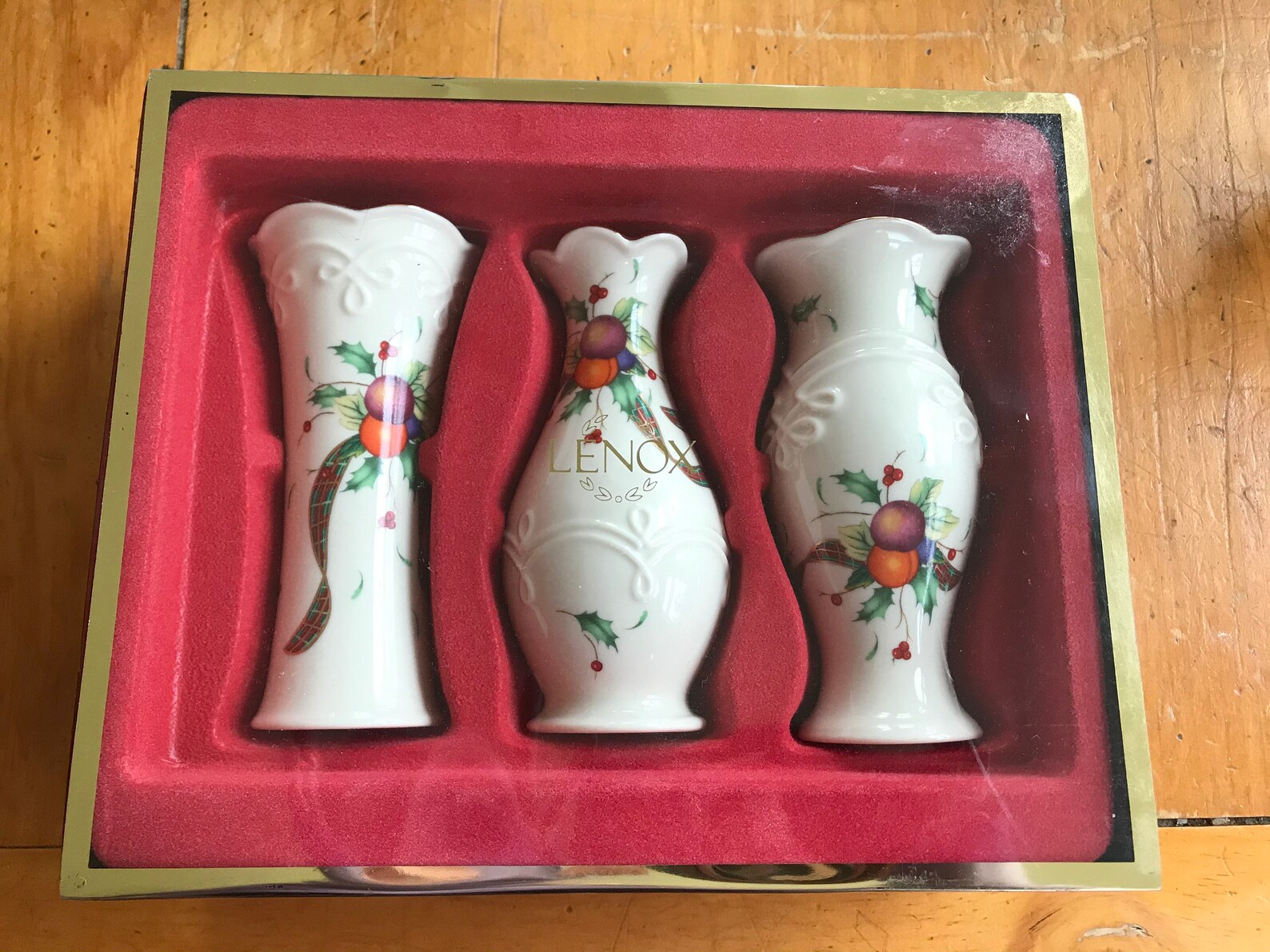 LENOX Holiday Tartan Bud Vases Set of 3 Etsy