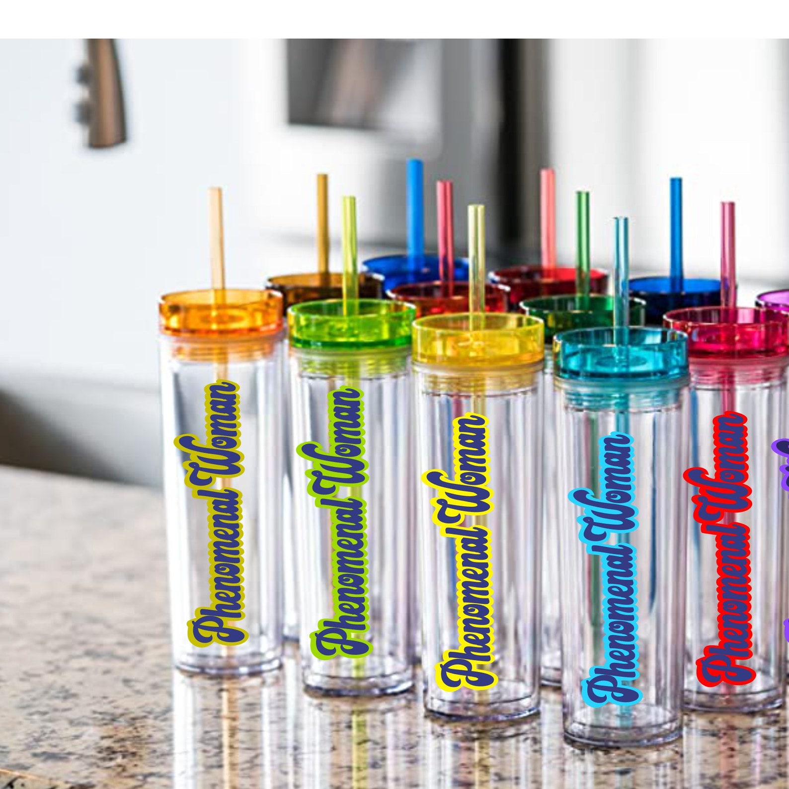 SKINNY TUMBLERS Clear Acrylic Tumblers with Matching Lids Etsy