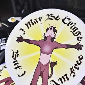 Cringe But Free | Funny Vinyl Furry Sticker Fursona OC Meme Internet Culture Brainrot Weatherproof Nerd Out Furries Ferret Humor Decal Hot