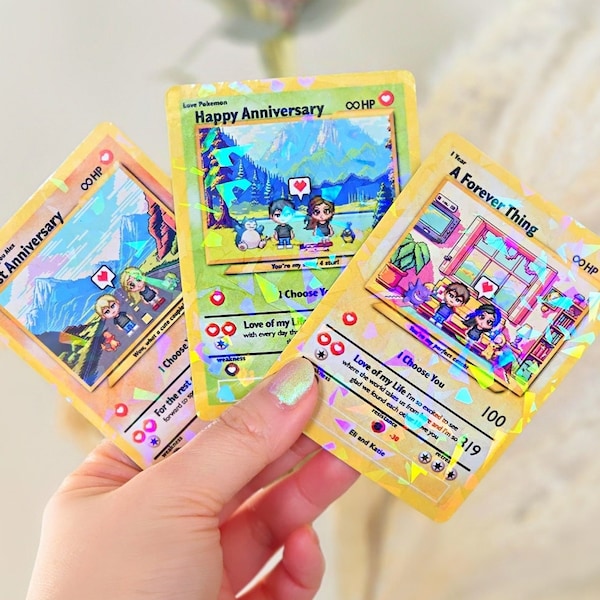 Pokemon Anniversary Card, Custom Pokemon Card, Boyfriend Gift, Girlfriend Gift, Custom Pokemon Present