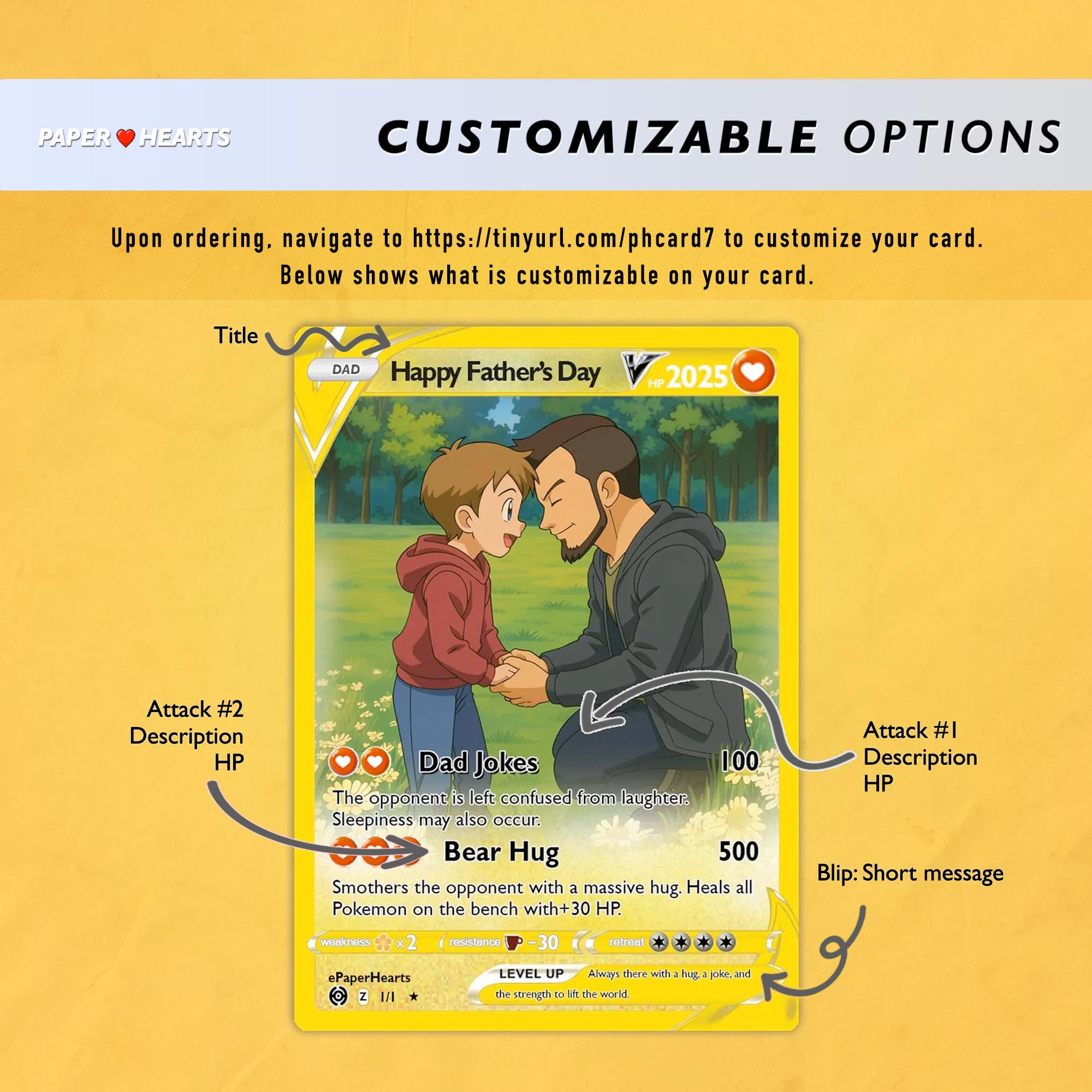 Father's Day Pokemon Card, Custom Pokemon Card, Gift for Dad