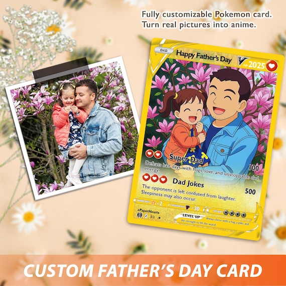 pokemon father's day card Personalized Poke Father's Day Card - Custom Gift for Dad main image 0