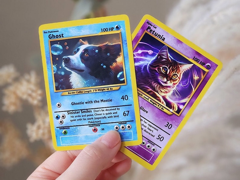 Custom Pokemon Card, Pokemon Gift, Pokmeon Card, Pokemon TCG, Pokemon, Custom Dog Gift, Dog Gift, Cat Gift, Custom Cat Gift, Pet Gift, MJ image 3