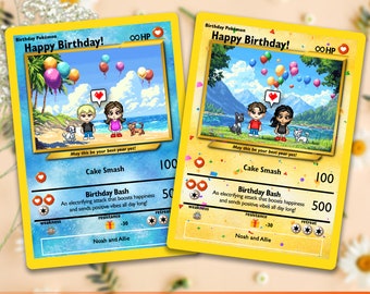 Custom Pokemon Birthday Card, Pokemon Gift, Pokemon Card, Birthday Gift For Him, Birthday Present Happy Birthday
