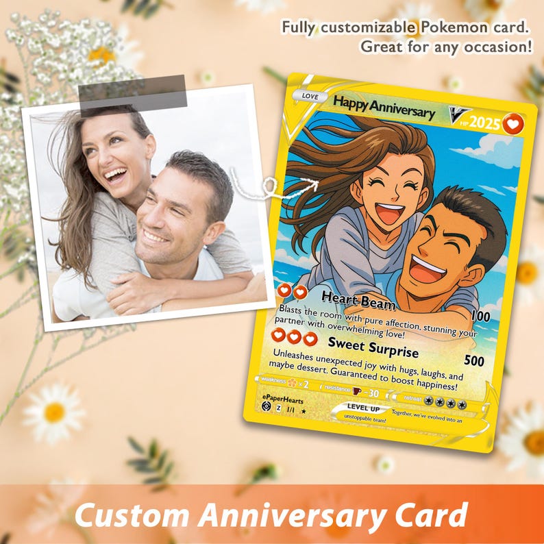 Custom Anniversary Pokemon Card, Custom Pokemon Card, Gift For Boyfriend, Boyfriend Gift, Custom Pokemon Present, Pokemon Gift image 1