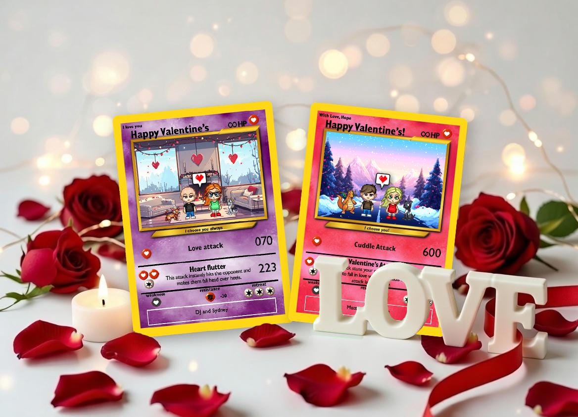 Pokemon Valentine's Day Card, Custom Pokemon Card, Boyfriend Gift,  Girlfriend Gift, Custom Pokemon Present, Valentine's Day, Valentines Gift -  Etsy
