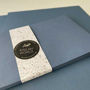 High-quality designer stationery set with embossing, lavender paper, individual gift, personalized, alternative to grass paper