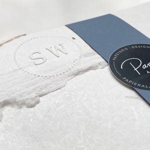 Embossed love letter paper, personalized stationery set with aster blossoms, handmade cotton paper with real flowers
