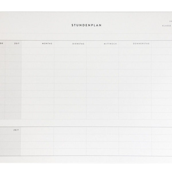 Stundenplan – Naturpapier