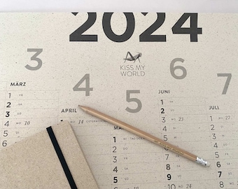Graspapier A1 Posterkalender / Jahresplaner / Wandkalender / Wandplaner / Kalender nachhaltig, Biodruckfarben, Cradle 2 Cradle, 2024