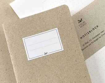 Small notebook, school notebook, homework notebook, A6, dotted, exercise book, for notes, with label, sustainable, grass paper, Kiss My World