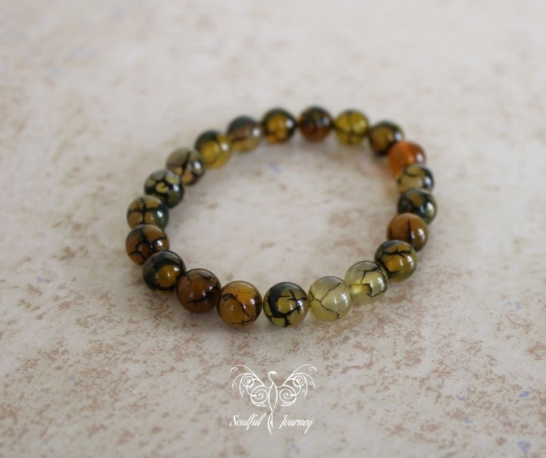 One Size Gemstone Bracelet Healing Bracelet Dragons Vein Agate Bracelet