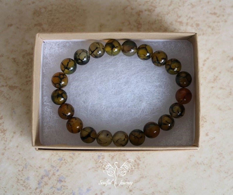 One Size Gemstone Bracelet Healing Bracelet Dragons Vein Agate Bracelet