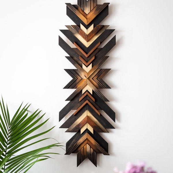 wooden wall art, geometric wall decor, floating wall hanging, wood wall art, modern home decor, housewarming gift, living room hanging