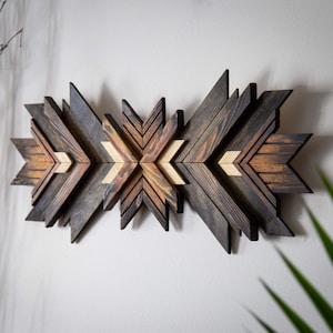 geometric wall art, wood wall art,living room mosaic, bedroom wall decor ,large dark wall hanging