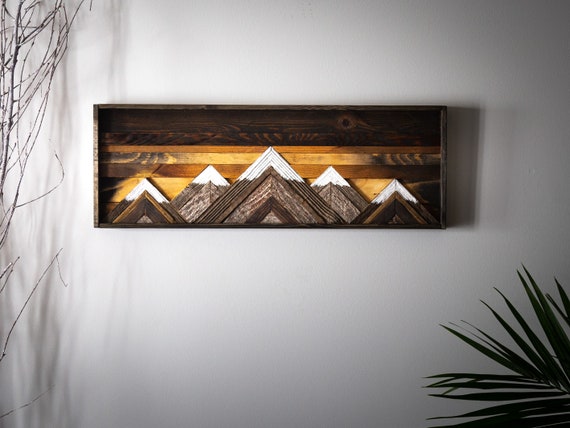 Geometric Wall Art, Wood Wall Art, Large Wooden Mosaic, Dark Wall Decor 