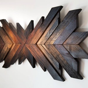 geometric wall art, wood wall art,  large wooden mosaic,  dark wall decor