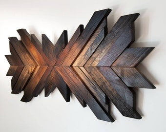 geometric wall art, wood wall art,  large wooden mosaic,  dark wall decor