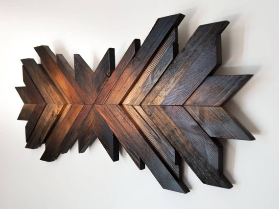 Geometric Wall Art, Wood Wall Art, Large Wooden Mosaic, Dark Wall