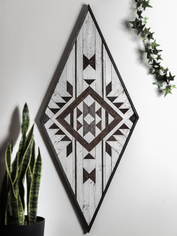 Wooden Wall Art Wood Wall Decor Aztec Decor Geometric Wall Etsy