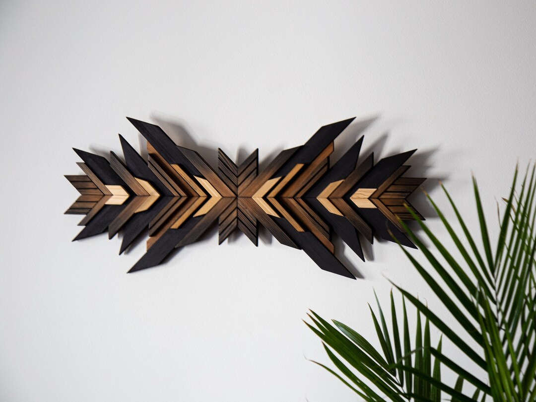 Wooden Wall Art, Living Room Decor, Geometric Design, Dark Wall Decor