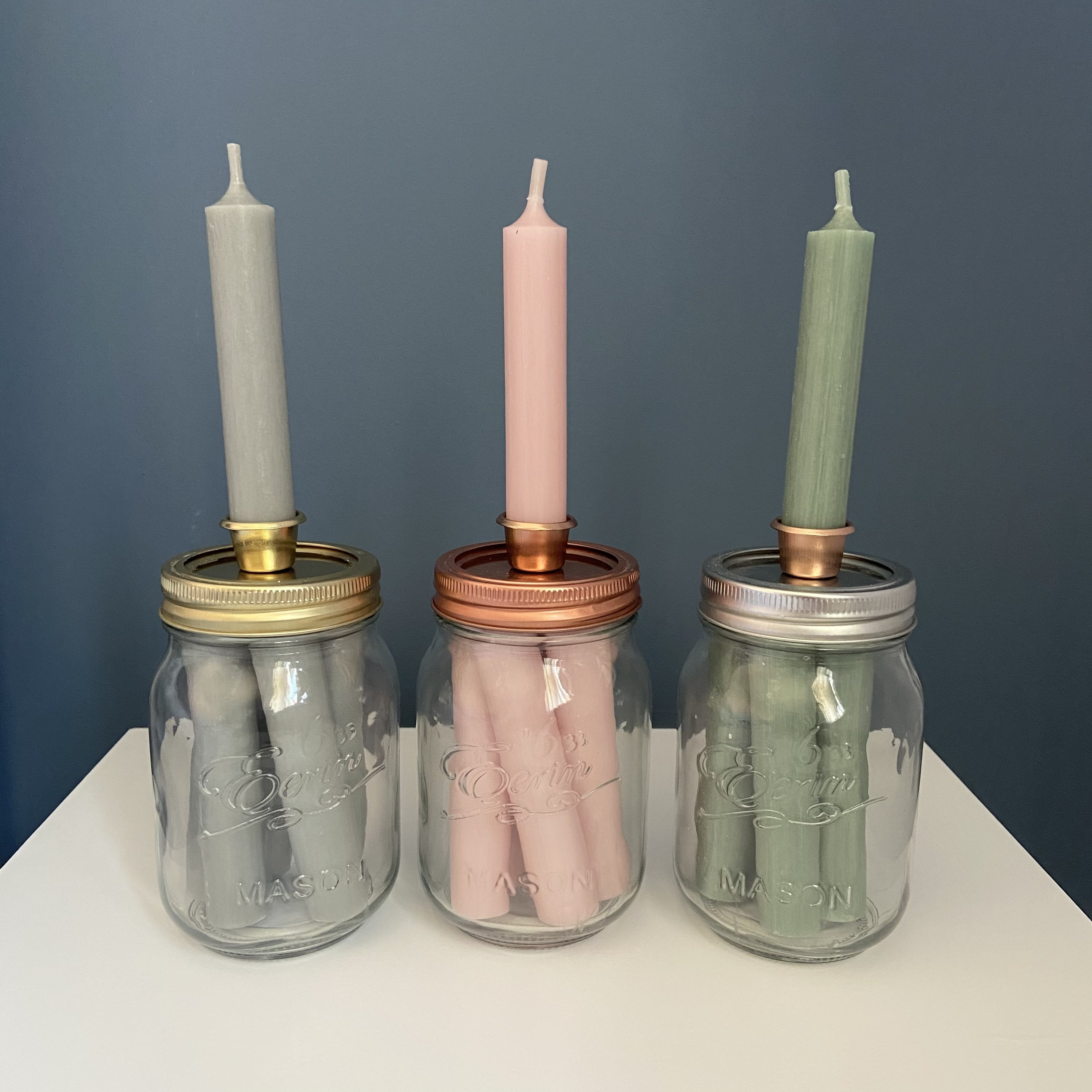 Deluxe Set of 5 Wholesale Candle Jars With Lid, Pastel With White