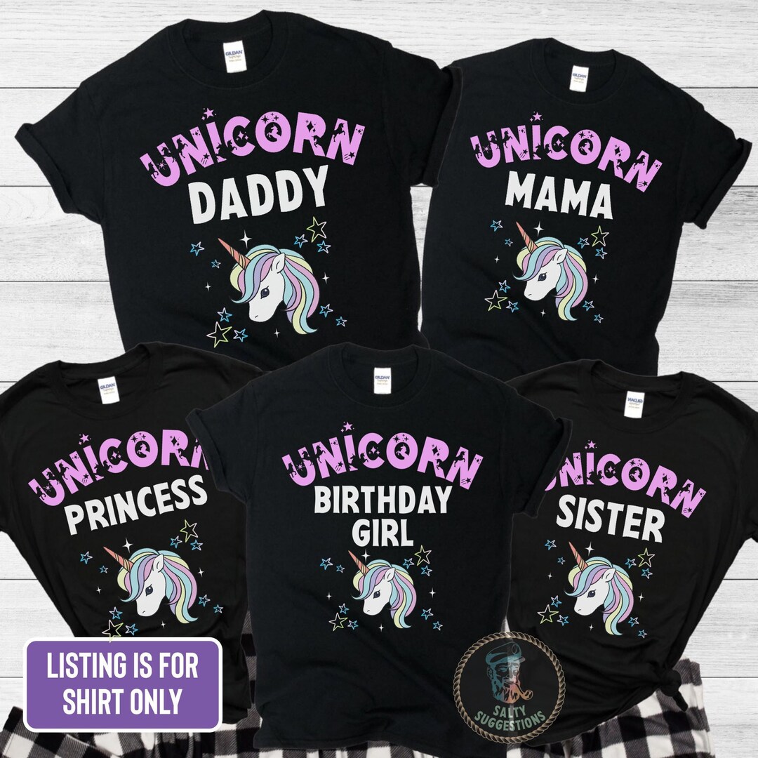 Unicorn Birthday Girl Tshirt, Family Unicorn Outfits Shirt, Girls