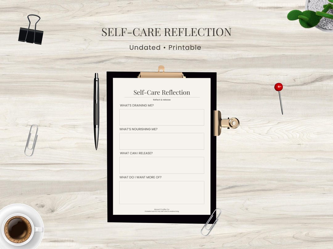 Self-care Reflection Worksheet Printable | Emotional Reset Journal Page ...