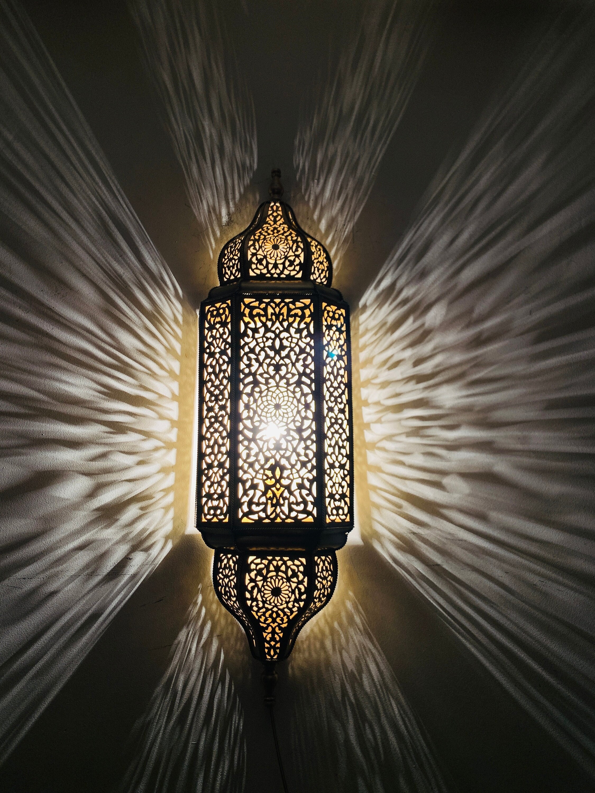 Set of 2 Moroccan Wall Sconces Lights, Handmade Brass Wall