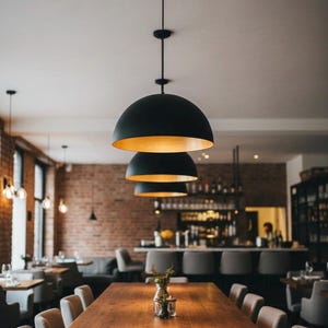 Black Brass Dome Ceiling Light – Modern Moroccan Pendant Lamp – Adjustable Cord & Chain – Kitchen, Dining Room, Living Room image 7