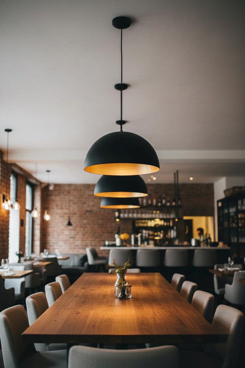 Black Brass Dome Ceiling Light – Modern Moroccan Pendant Lamp – Adjustable Cord & Chain – Kitchen, Dining Room, Living Room image 7