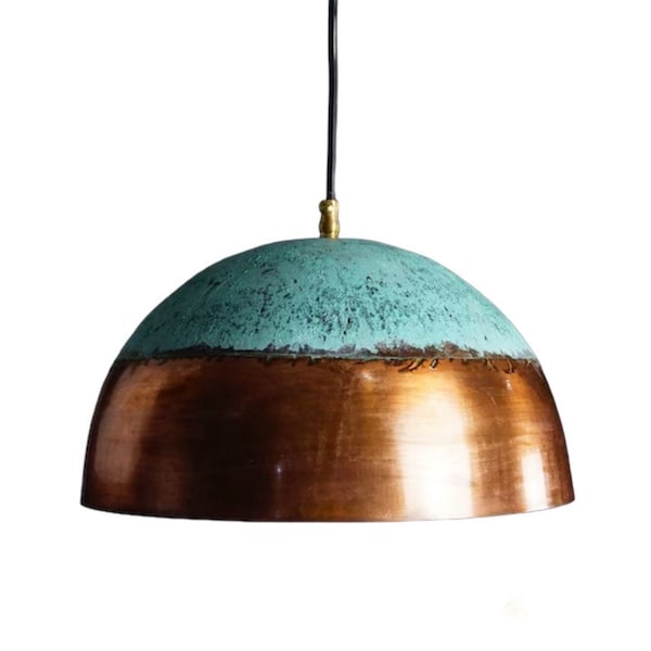 Copper Dome Fixture Ceiling, Modern ceiling, kitchen island Lights, Boho Pendant Lamp Chandelier, Copper red & green ALL SIZES