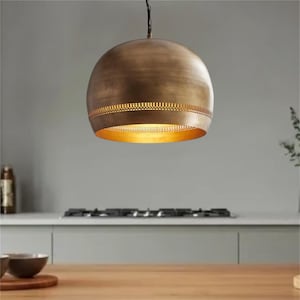 Handmade Moroccan Solid Brass Ceiling Pendant /Chandelier – Boho /Rustic Brass Dome Light –Ideal for Living Room,Entry Hall & Boutique Decor